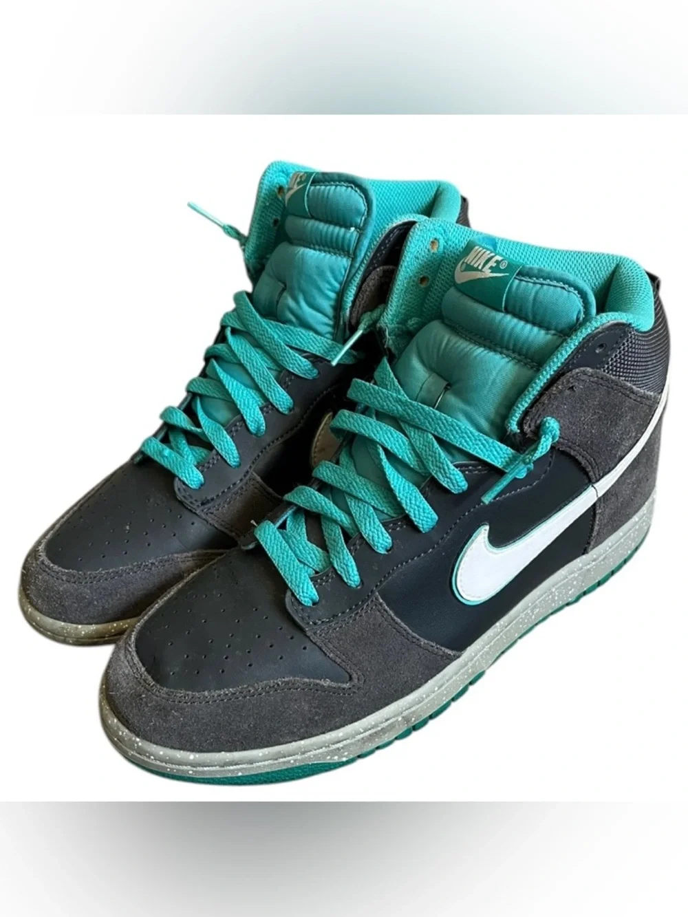Nike Dunk High Anthracite Turquoise 2012 Sneakers 317982-052‎ Mens Size 9.5